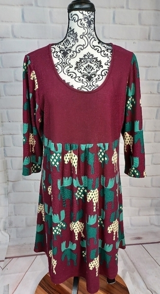 R&B collection women's stretch knit geometric print popover dress size 1x b11 - Picture 1 of 10